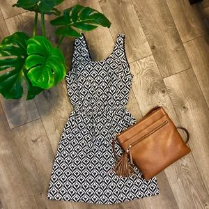 H&M • Black & White Patterned Dress w/ Cutout